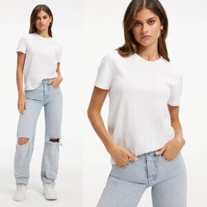 NEW Good American Classic Crew Neck T-Shirt White Size Small Basic Tee Minimal
